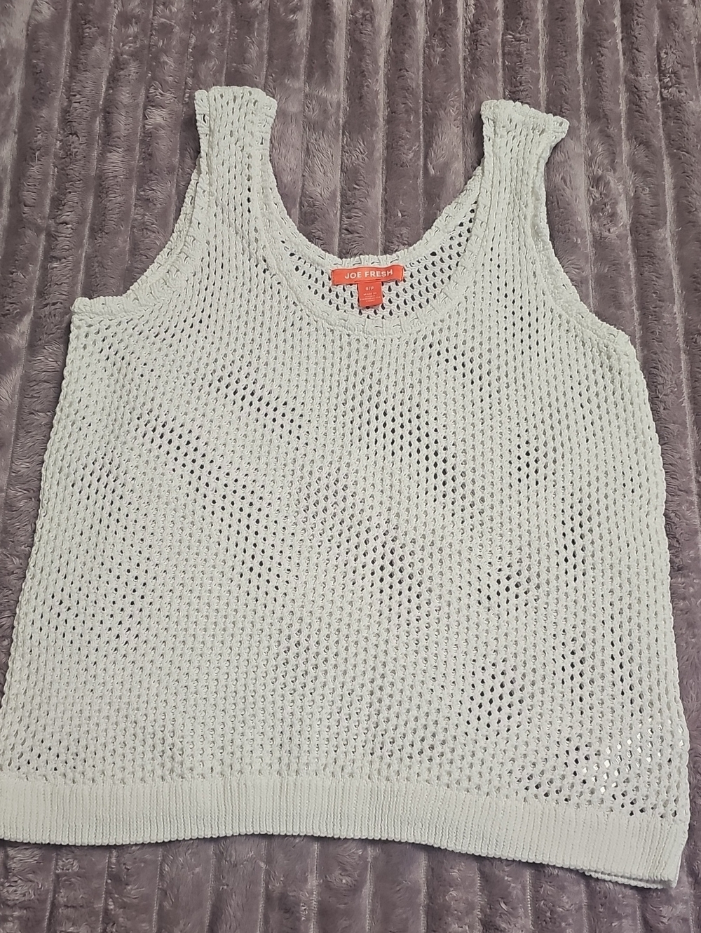 Joe Fresh White Open-Weave Tank